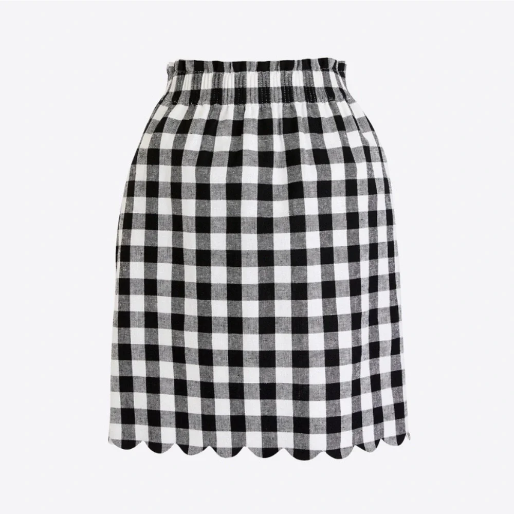 J.Crew checked scalloped hem sidewalk skirt sz 10